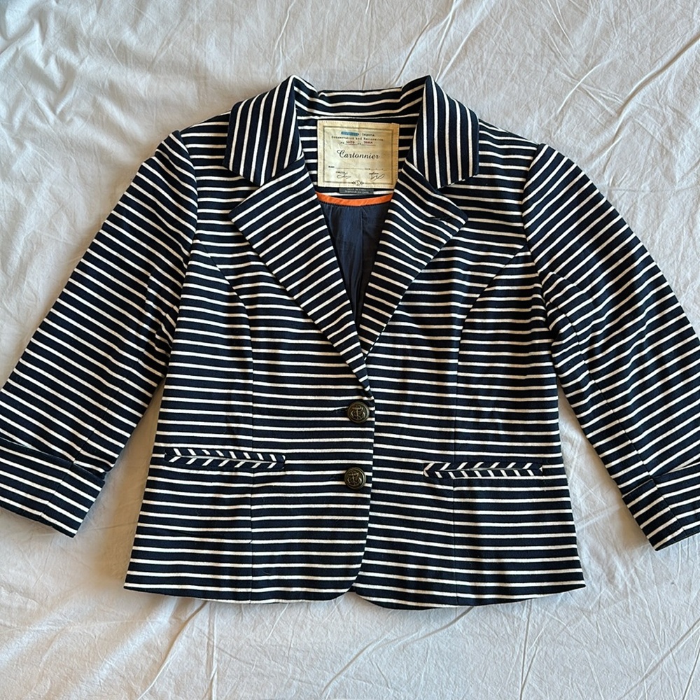 Anthropologie Cartonnier Nautical Striped Blazer